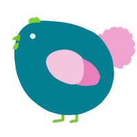 A sea and pink chicken