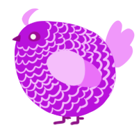 A amethyst and lavender chicken with a lace pattern