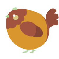 A orange and russet chicken with a head pattern