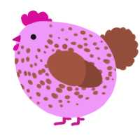 A lavender and russet chicken with a speckle pattern