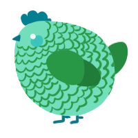 A mint and viridian chicken with a lace pattern