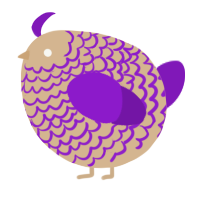A beige and violet chicken with a lace pattern