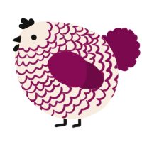 A cream and wine chicken with a lace pattern