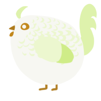 A white and apple chicken with a half-lace pattern