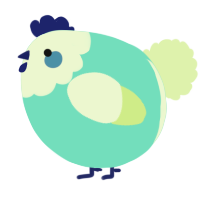 A mint and apple chicken with a head pattern