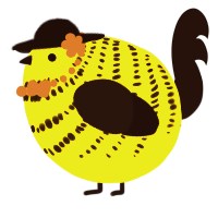 A yellow and sable chicken with a bar pattern
