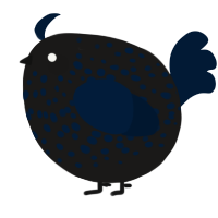 A sable and tumblr chicken with a speckle pattern