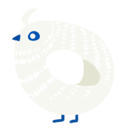 A white chicken with a bar pattern