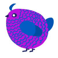 A amethyst and ultramarine chicken with a lace pattern
