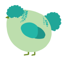 A gluppy and turquoise chicken with a neck-band pattern