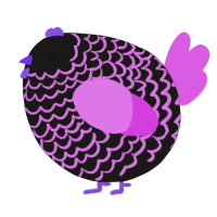 A sable and orchid chicken with a lace pattern