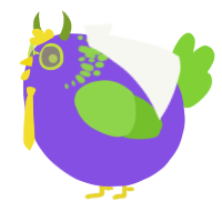 A blurple and grass chicken with a neck-speckle pattern