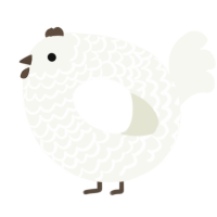 A white chicken with a lace pattern