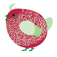 A crimson and gluppy chicken with a double-lace pattern