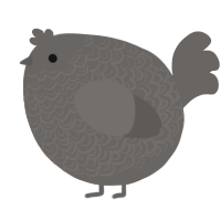 A grey chicken with a double-lace pattern