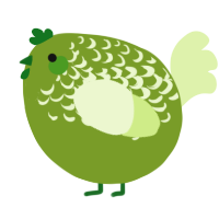A chartreuse and apple chicken with a half-lace pattern