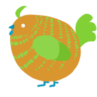 A orange and grass chicken with a bar pattern