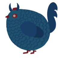 A sapphire and ultramarine chicken with a lace pattern