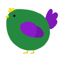 A viridian and violet chicken