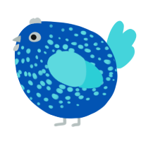 A ultramarine and aqua chicken with a speckle pattern