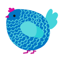 A sapphire and aqua chicken with a lace pattern