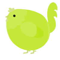 A lime chicken with a head pattern