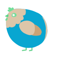A cerulean and beige chicken with a head pattern