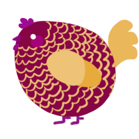 A maroon and honey chicken with a lace pattern