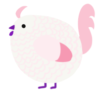 A white and rose chicken with a lace pattern