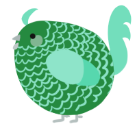 A viridian and mint chicken with a lace pattern