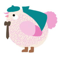 A cream and pink chicken with a double-lace pattern