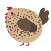 A beige and bark chicken with a speckle pattern