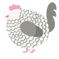 A white and ash chicken with a lace pattern