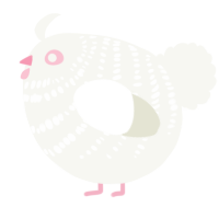 A white chicken with a bar pattern