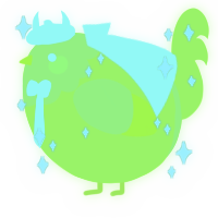A lime chicken with a head pattern
