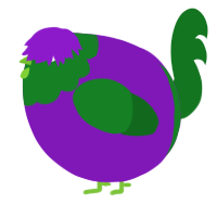 A violet and leaf chicken with a head pattern