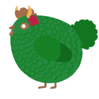 A viridian and leaf chicken with a lace pattern