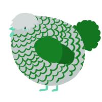 A silver and leaf chicken with a lace pattern