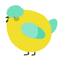 A yellow and mint chicken