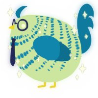 A gluppy and sapphire chicken with a bar pattern