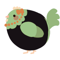 A tumblr and turquoise chicken with a head pattern