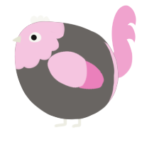 A grey and pink chicken with a head pattern
