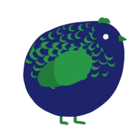 A navy and viridian chicken with a half-lace pattern