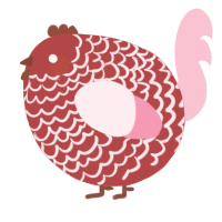 A red and rose chicken with a lace pattern