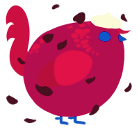 A wine and maroon chicken with a neck-speckle pattern