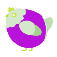 A amethyst and gluppy chicken with a head pattern