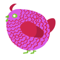 A orchid and crimson chicken with a lace pattern