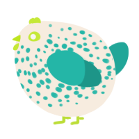 A cream and turquoise chicken with a speckle pattern