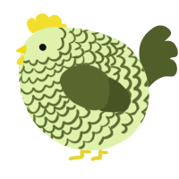 A apple and olive chicken with a lace pattern