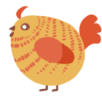 A honey and vermilion chicken with a bar pattern